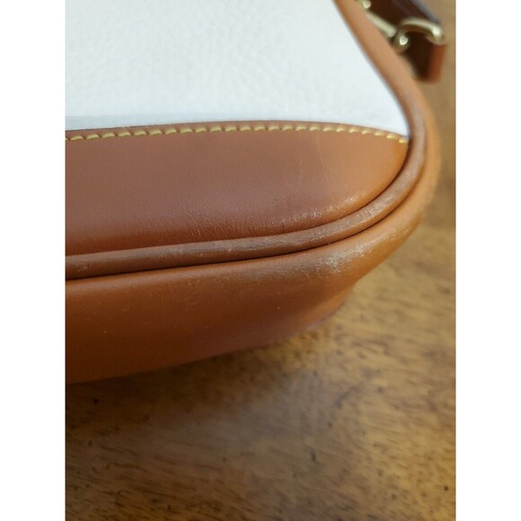 Dooney & Bourke Saddle Bag AWL Leather Push Lock Flap Bag Creme Tan Shoulder - Picture 10 of 13